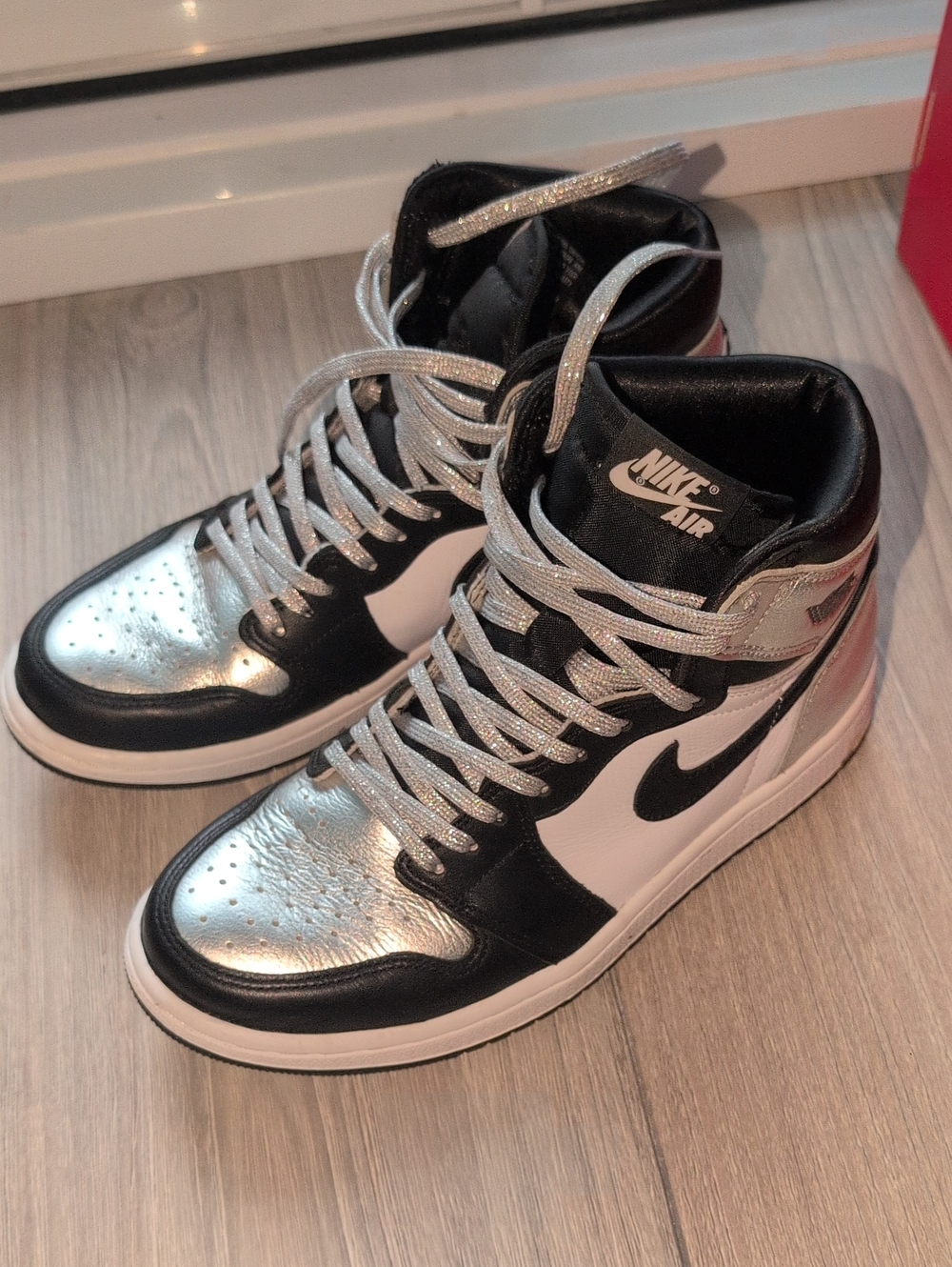 Nike Women’s High-Top Sneakers in Silver, Black & White